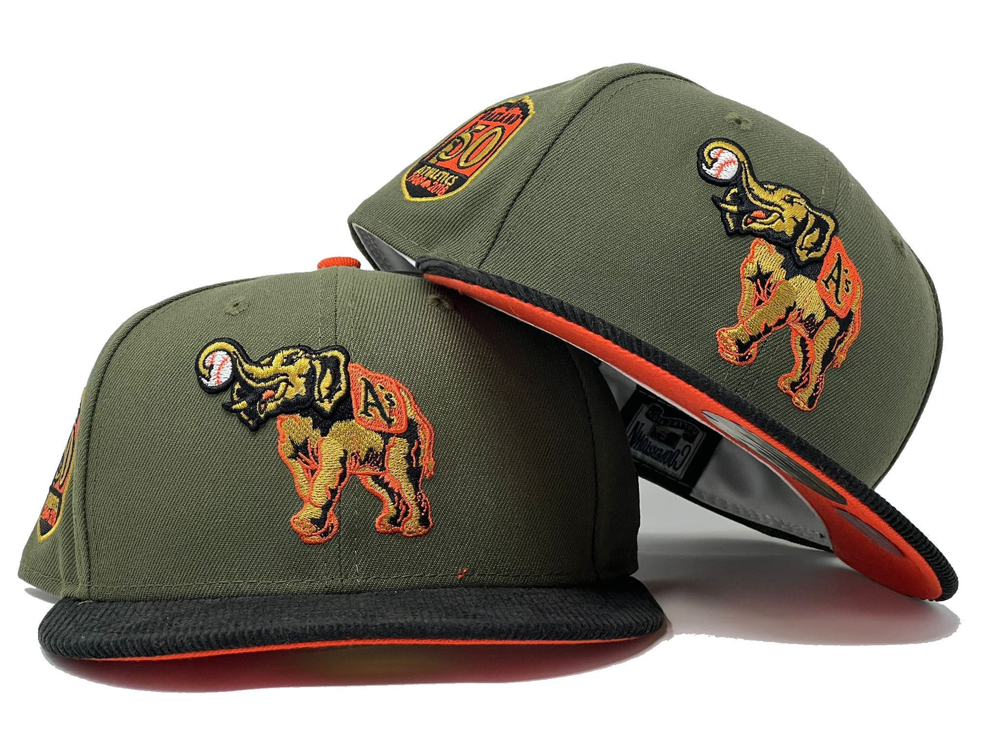 Oakland Athletics 50th Anniversary "CORDUROY BRIM" Pack Orange Under Visor New Era Fitted Hat