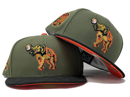 Oakland Athletics 50th Anniversary "CORDUROY BRIM" Pack Orange Under Visor New Era Fitted Hat