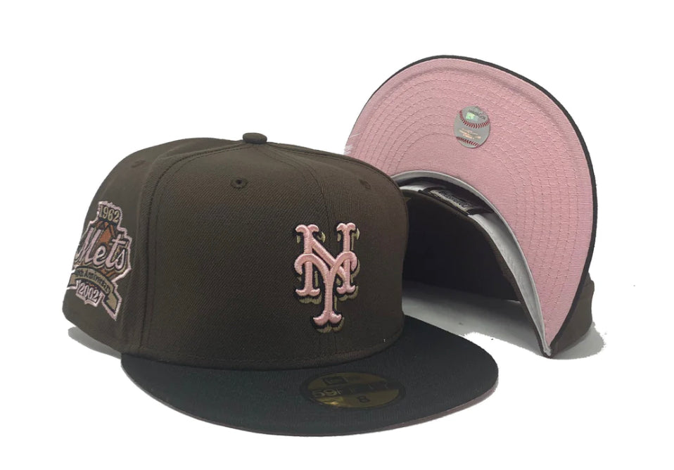 New York Mets 40th Anniversary Walnut Pink Brim New Era Fitted Hat