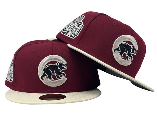 Chicago Cubs 2016 World Series "BURGUNDY CHROME VISOR GRAY" Brim New Era Fitted Hat
