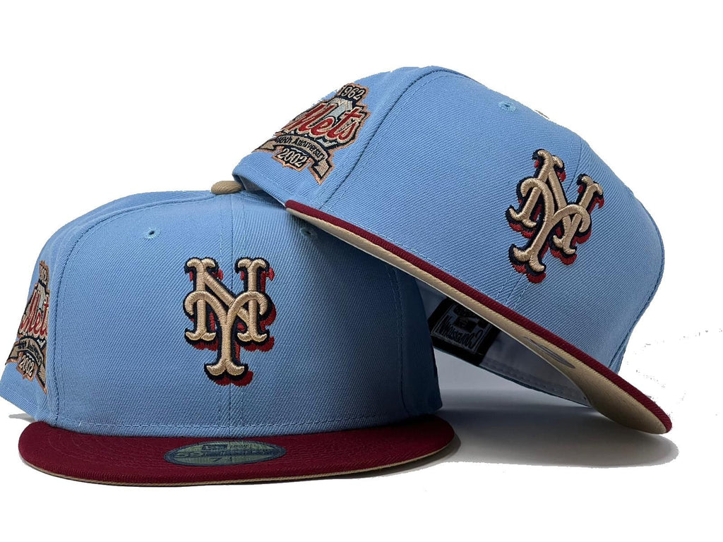 New York Mets 40th Anniversary Sky Burgandy Toast Brim New Era Fitted Hat