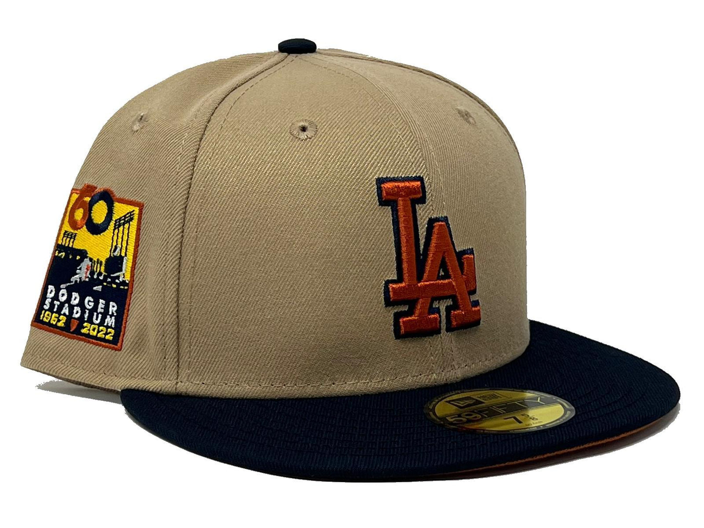 Los Angeles Dodgers 60th Anniversary Camel Navy Blue Visor Rust Orange Brim New Era Fitted Hat
