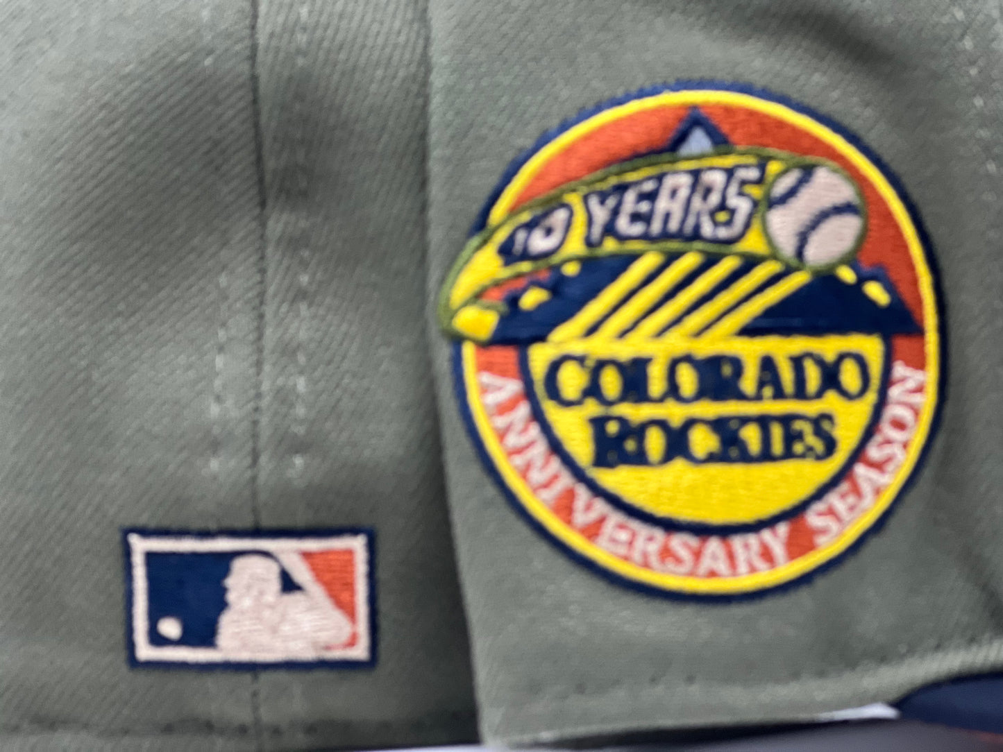 Colorado Rockies 10th Anniversary Olive Green Navy Visor Rust Orange Brim New Era Fitted Hat