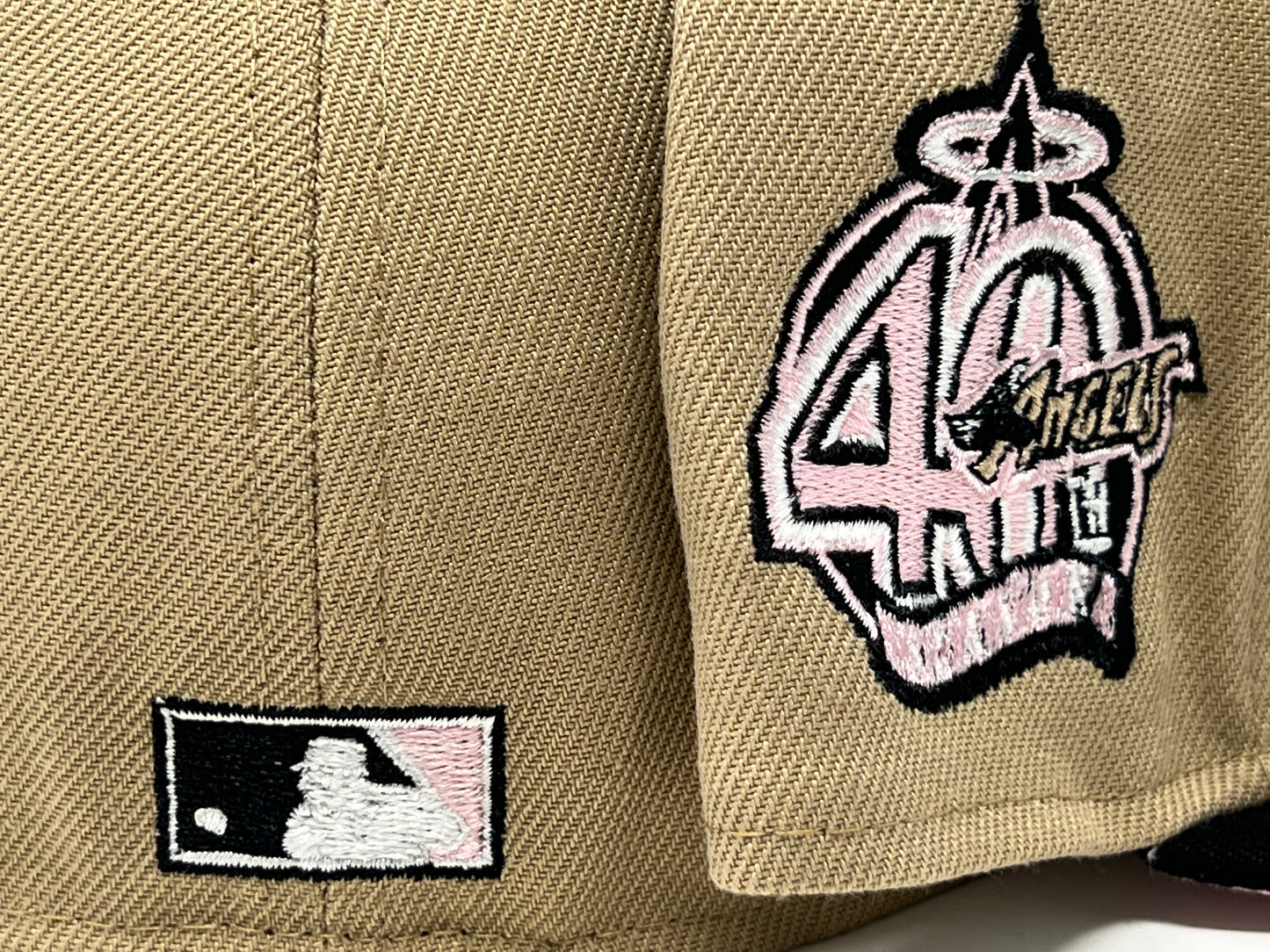 Anahiem Angels 40th Anniversary Camel Black Visor Pink Brim New Era Fitted Hat