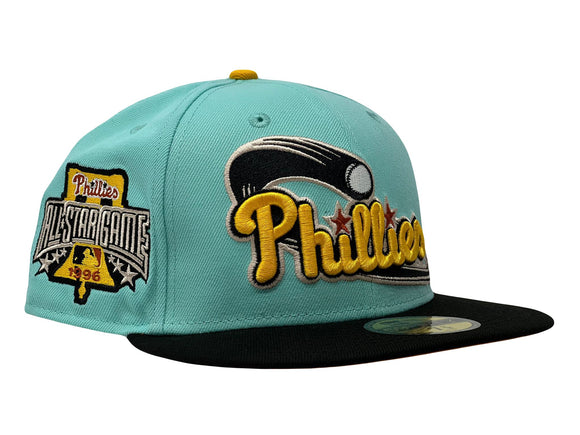 Philadelphia Phillies 1996 All Star Game Blue Tint Black Visor Rust Orange Brim New Era Fitted Hat