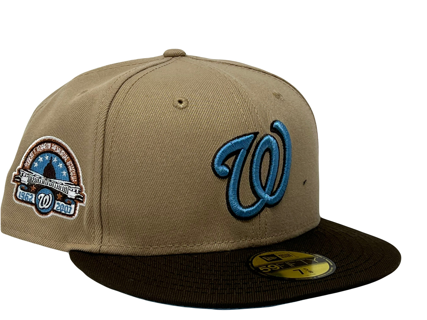 Washington Nationals 25th Anniversary Camel Brown Visor Icy Brim New Era Fitted Hat