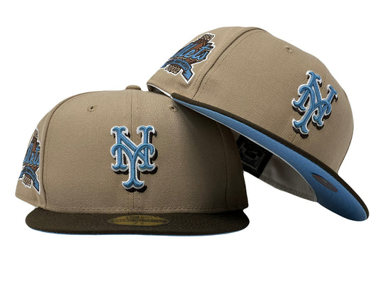 New York Mets 40th Anniversary Camel Brown Visor Icy Brim New Era Fitted Hat