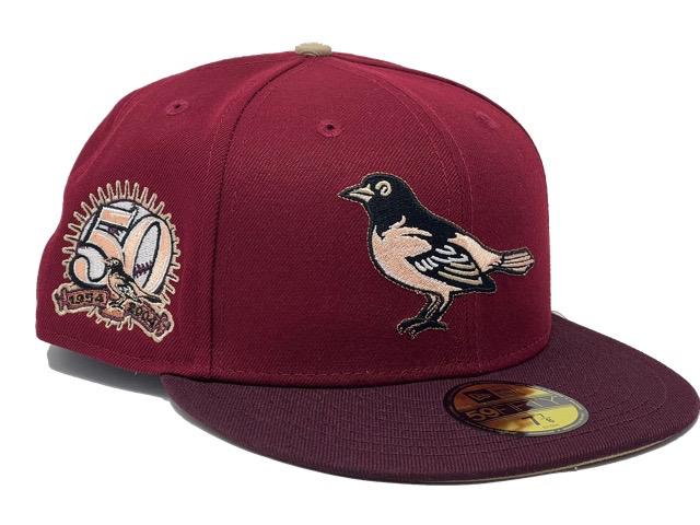 Baltimore  Orioles 50th Anniversary "Shade Of Burgundy" Pack Camel Brim New Era Fitted Hat