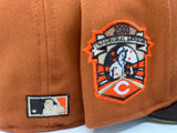 CINCINNATI REDS 2003 INAUGURAL SEASON RUST ORANGE BROWN VISOR VEGAS GOLD BRIM NEW ERA FITTED HAT