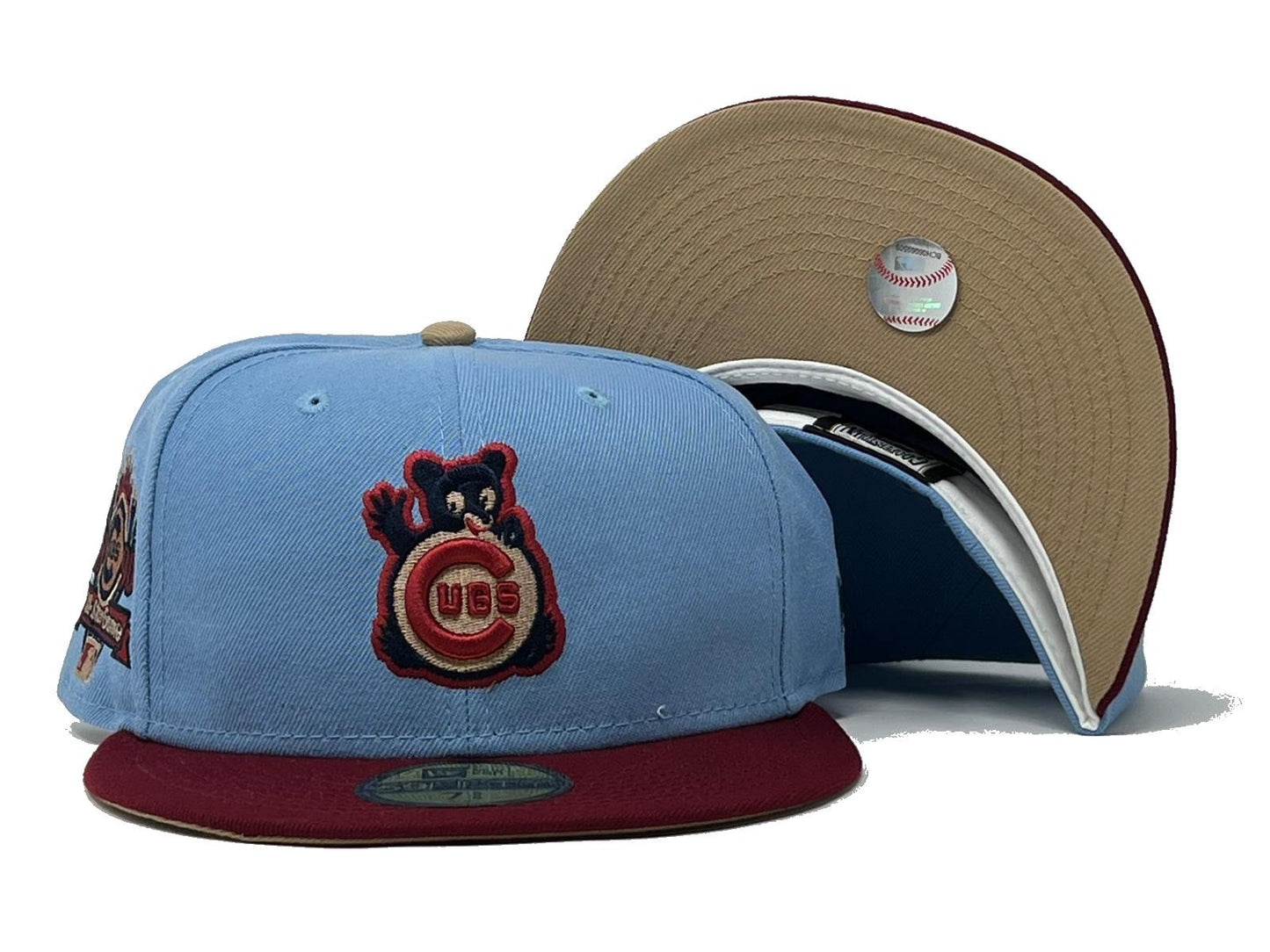 Chicago Cubs 1990 All Star Game Sky Burgandy Toast Brim New Era Fitted Hat