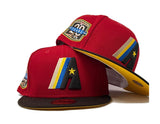 HOUSTON ASTROS 20TH ANNIVERSARY RED BROWN VISOR YELLOW BRIM NEW ERA FITTED HAT