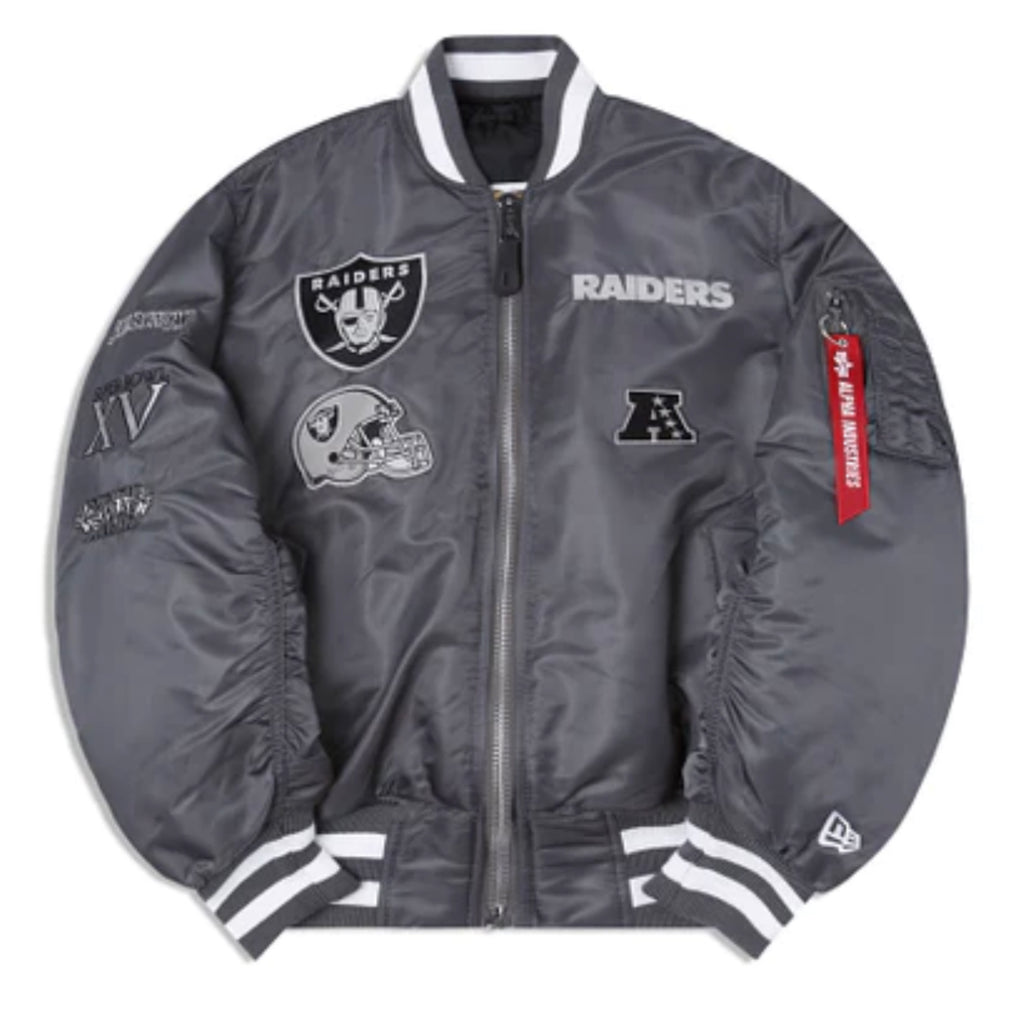 Las Vegas Raiders  *  Alpha Industries New Era MA-1 Bomber Jacket battleship Gray