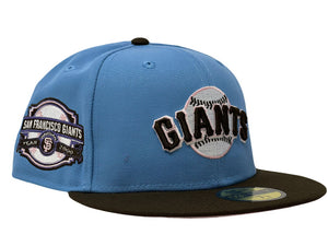 San Francisco Giants 2000 Inaugural Season Sky Blue Brown Visor Pink Brim New Era Fitted Hat