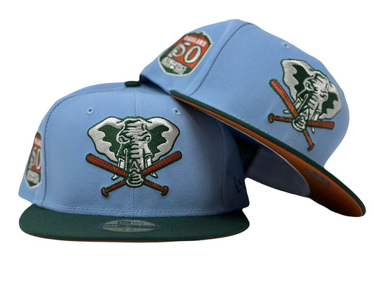 Oakland Athletics 50th Anniversary Rust Orange Brim New Era Fitted Hat