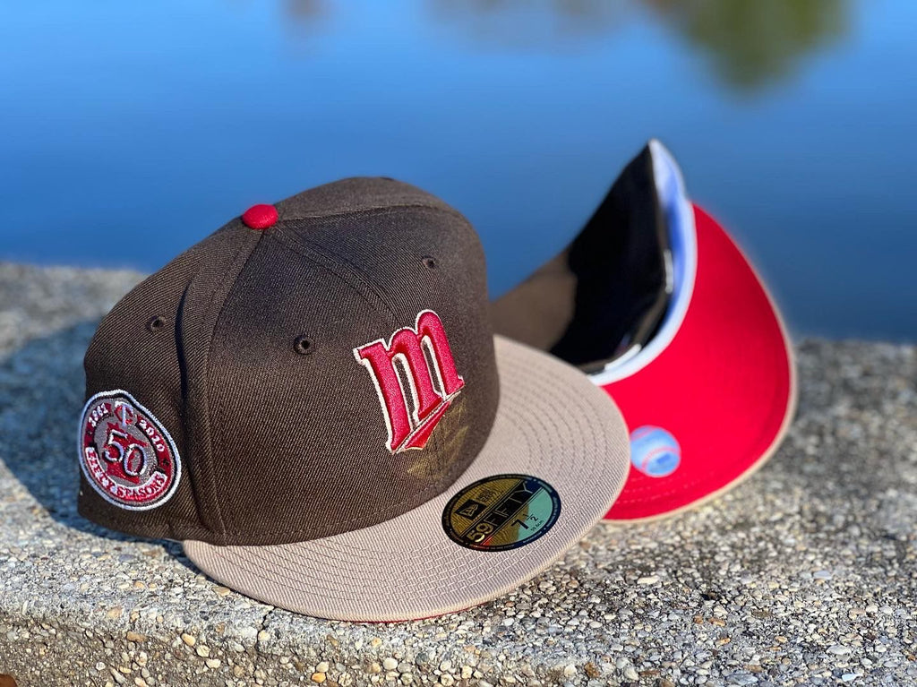 Minnesota Twins 50th Anniversary Red Brim New Era Fitted Hat