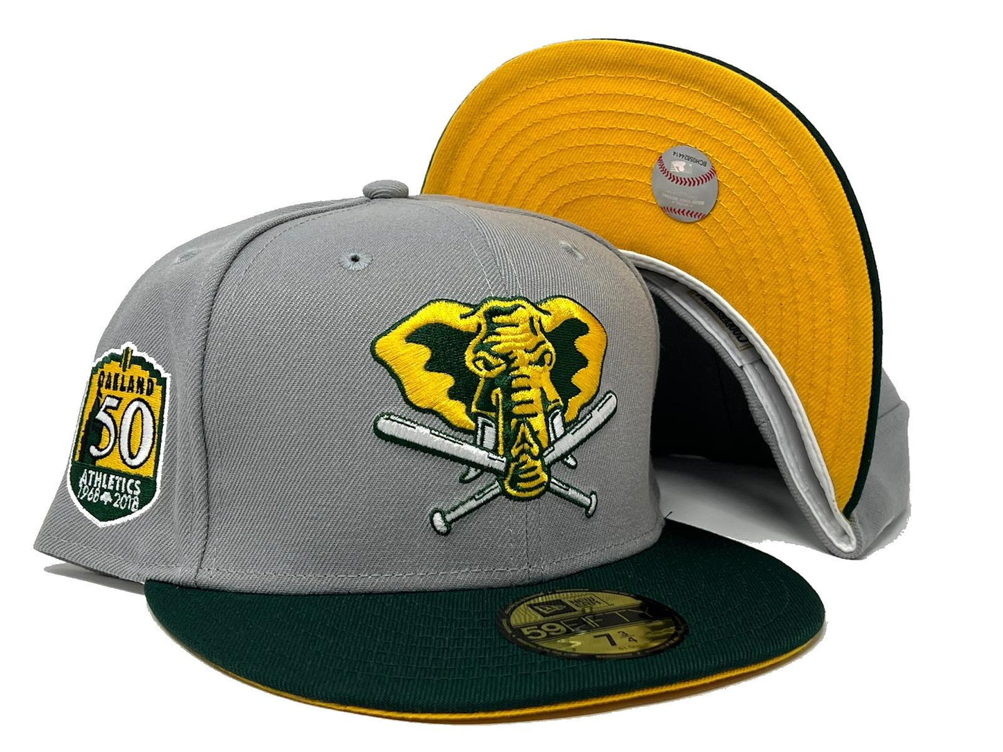 Oakland Athletics 50th Anniversary Yellow Brim New Era Fitted Hat