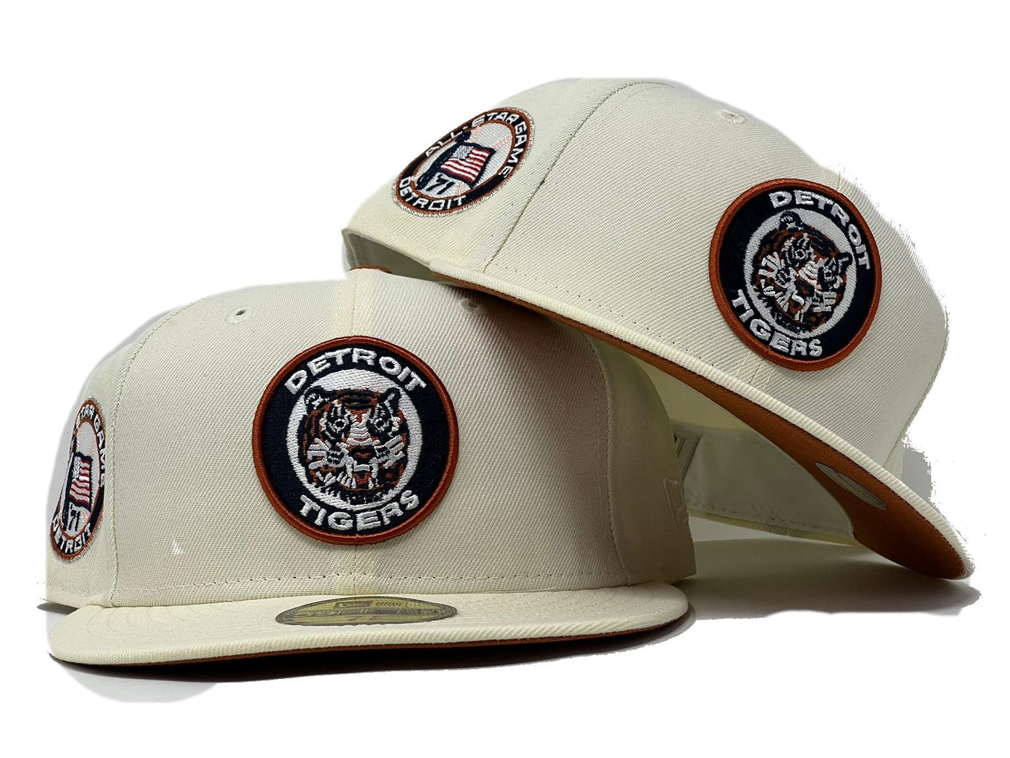 Detroit Tigers 1971 All Star Game "Off White Dome " Collection Rust Orange Brim New Era Fitted Hat