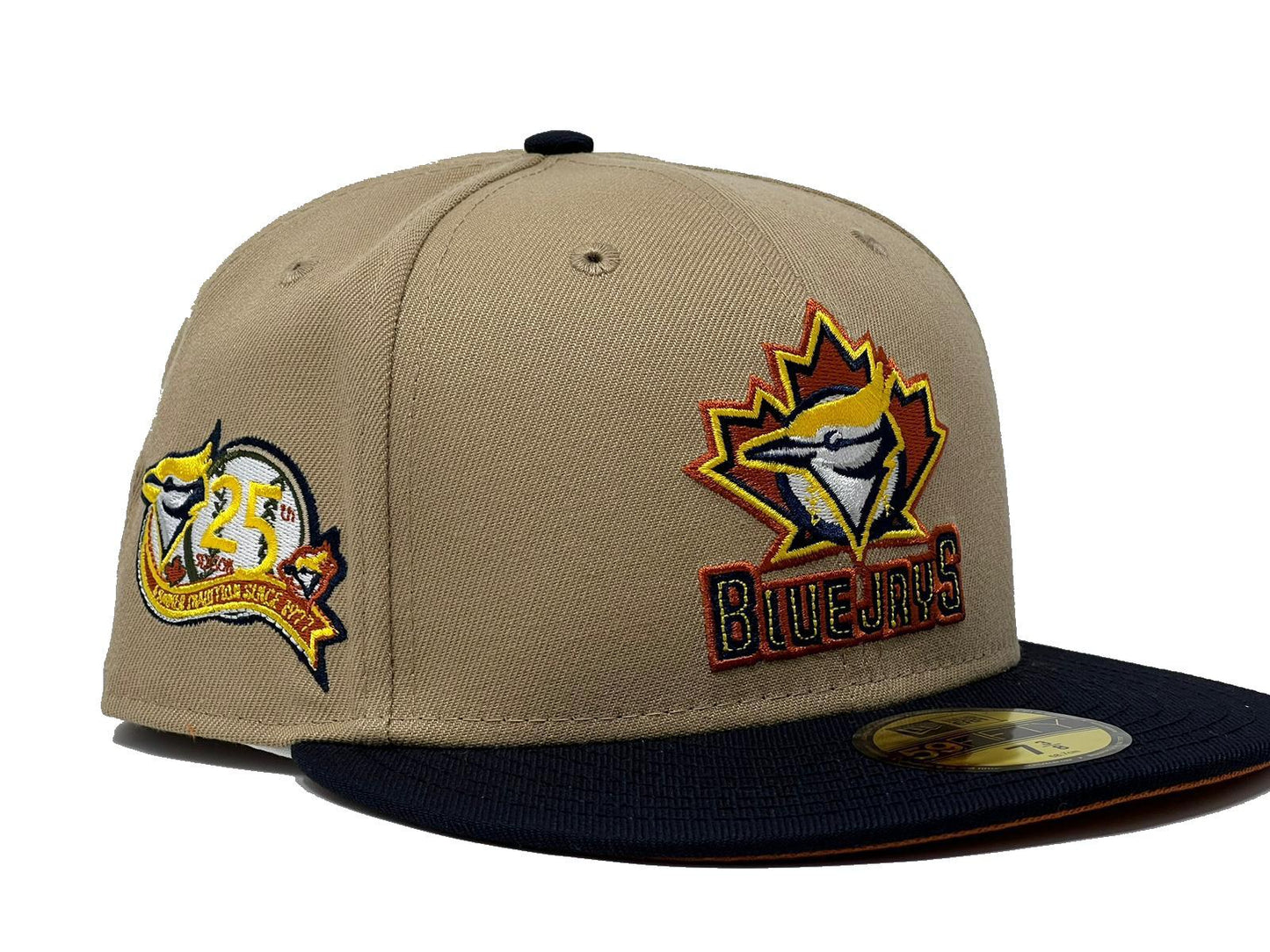 Toronto Blue Jays 25th Anniversary Camel Navy Visor Rust Orange Brim New Era Fitted Hat