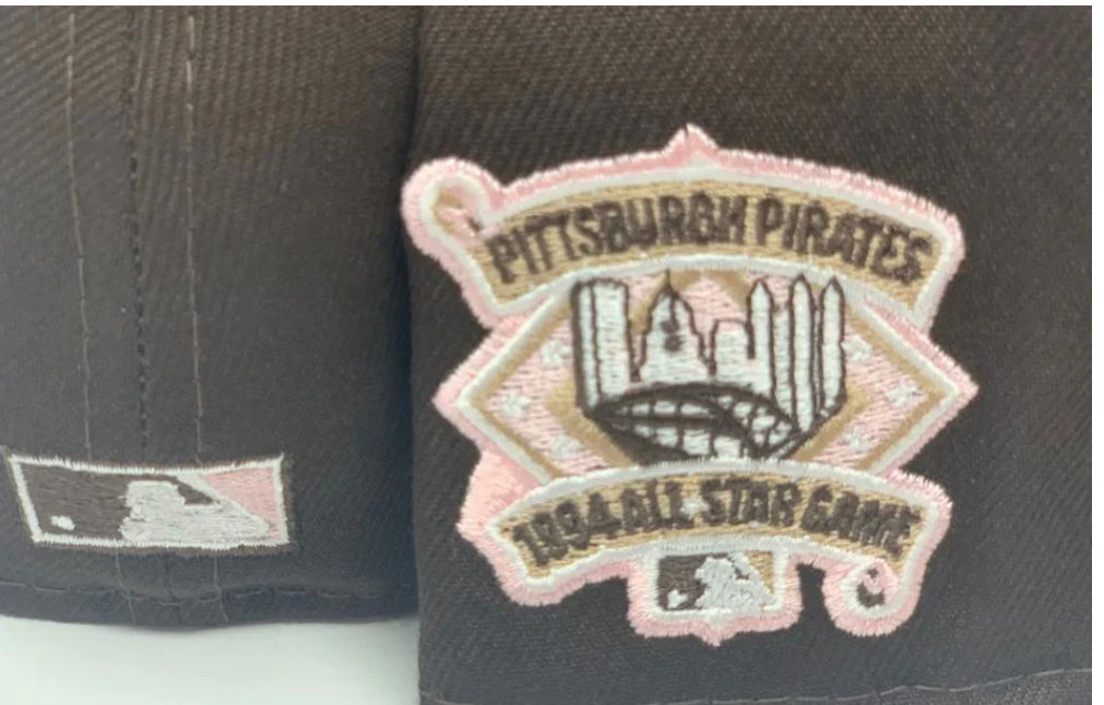 Pittsburgh Pirates 1994 All Star Game Deep Brown Pink Brim New Era Fitted Hat
