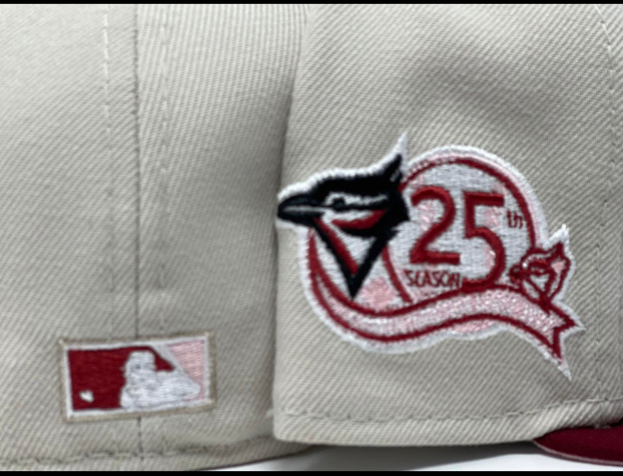 Toronto Blue Jays 25th Anniversary Stone Burgundy Pink Brim New Era Fitted Hat