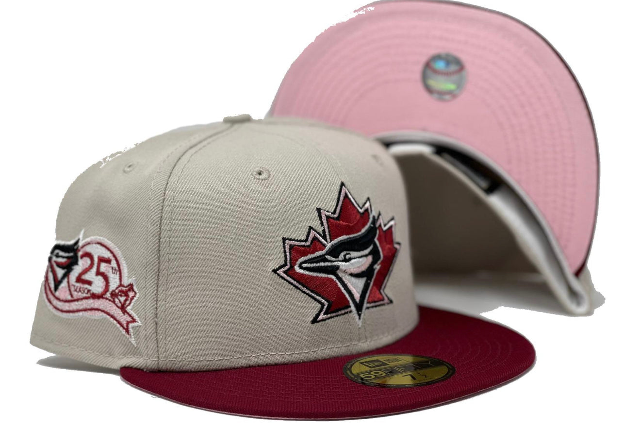 Toronto Blue Jays 25th Anniversary Stone Burgundy Pink Brim New Era Fitted Hat