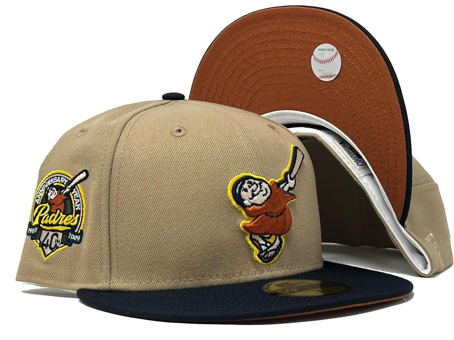 San Diego PADRES 40th Anniversary Camel Navy Visor Rust Orange Brim New Era Fitted Hat