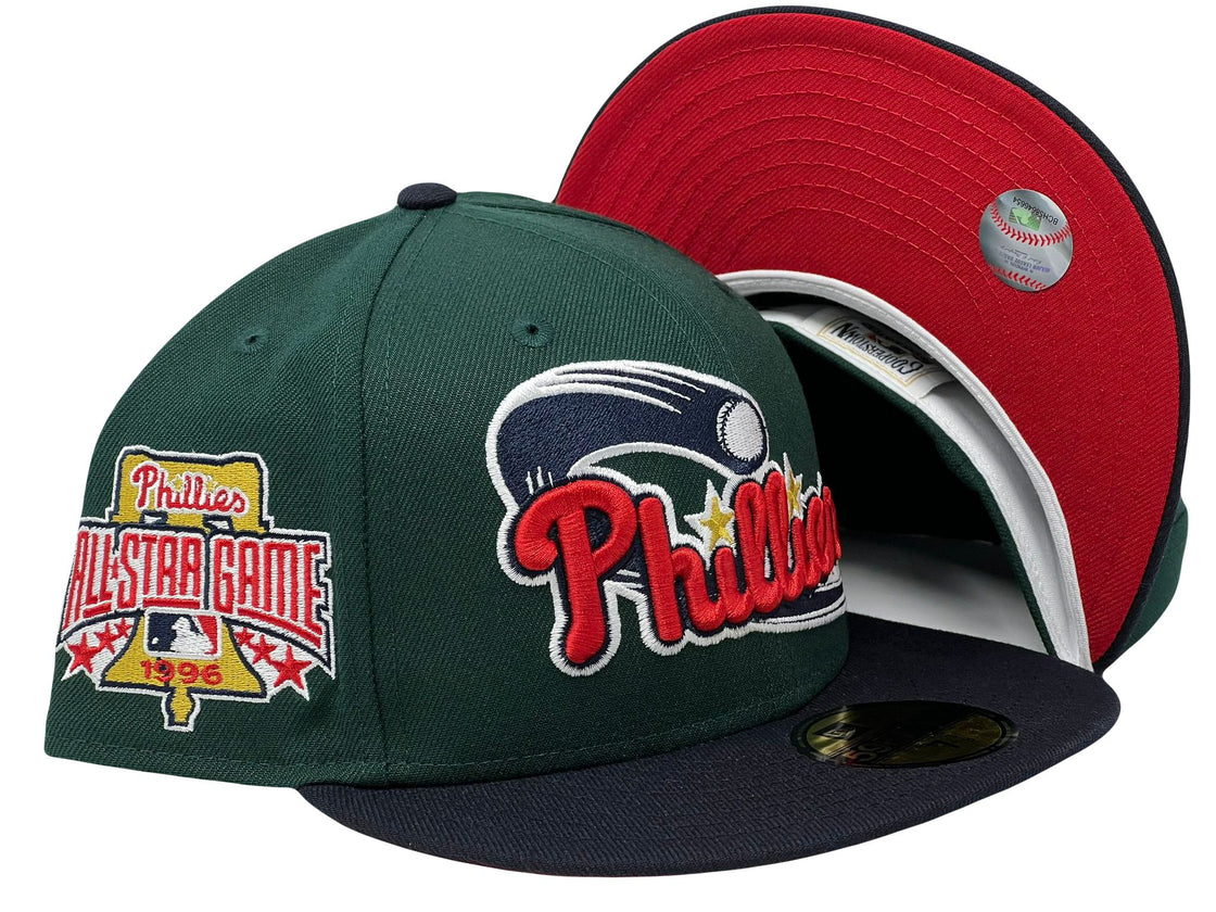 Philadelphia Phillies 1996 All Star Game Green Navy Visor Gray Brim 59Fifty New Era Fitted Hat
