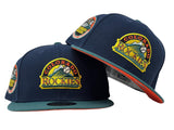 COLORADO ROCKIES 10TH ANNIVERSARY "SPACE PACK" NAVY AQUA GREEN VISOR ORANGE BRIM NEW ERA FITTED HAT