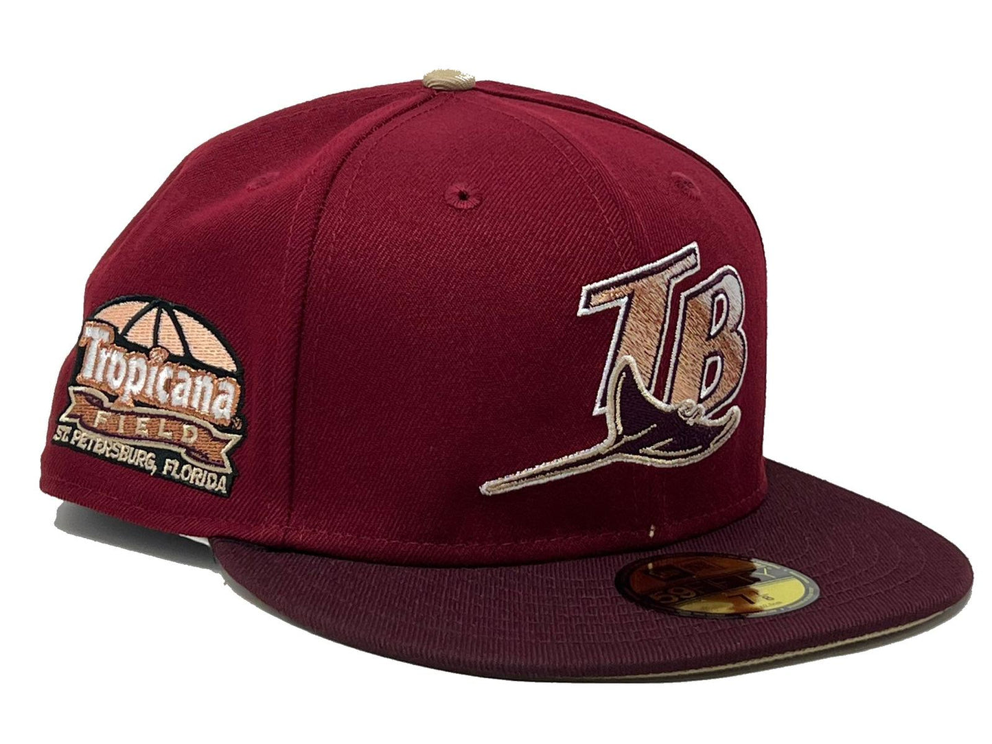 Tampa Bay Devil Rays Tropicana Field "Shade Of Burgundy " Pack Camel Brim New Era Fitted Hat