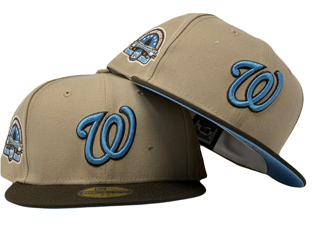 Washington Nationals 25th Anniversary Camel Brown Visor Icy Brim New Era Fitted Hat