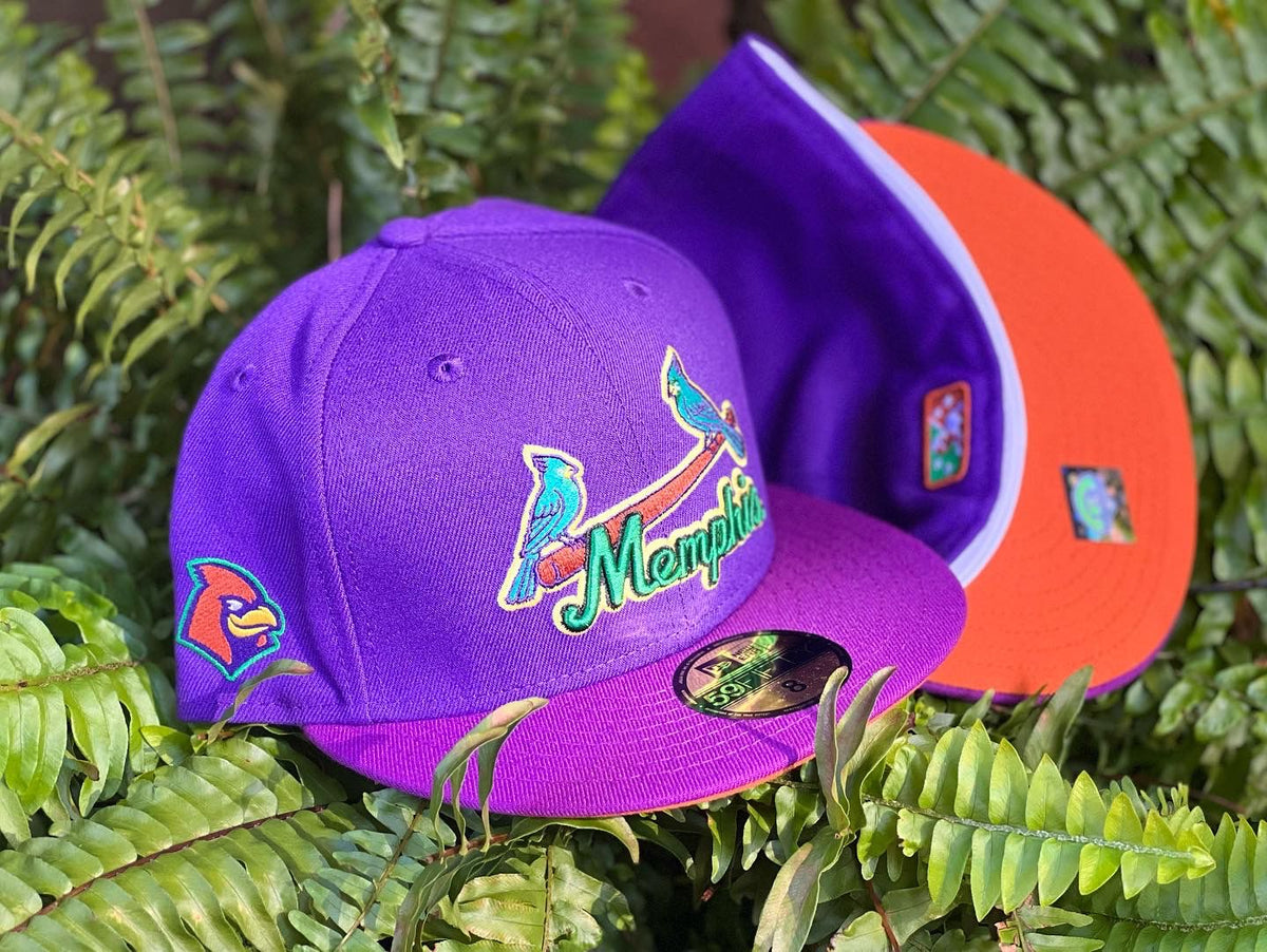 MEMPHIS RED BIRD MINOR LEAGUE RUST ORANGE BRIM NEW ERA FITTED HAT