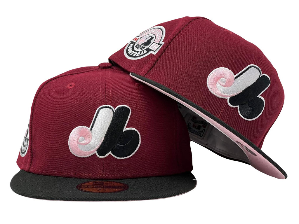 Monreal Expos Club De Baseball Patch Pink Brim Fitted Hats