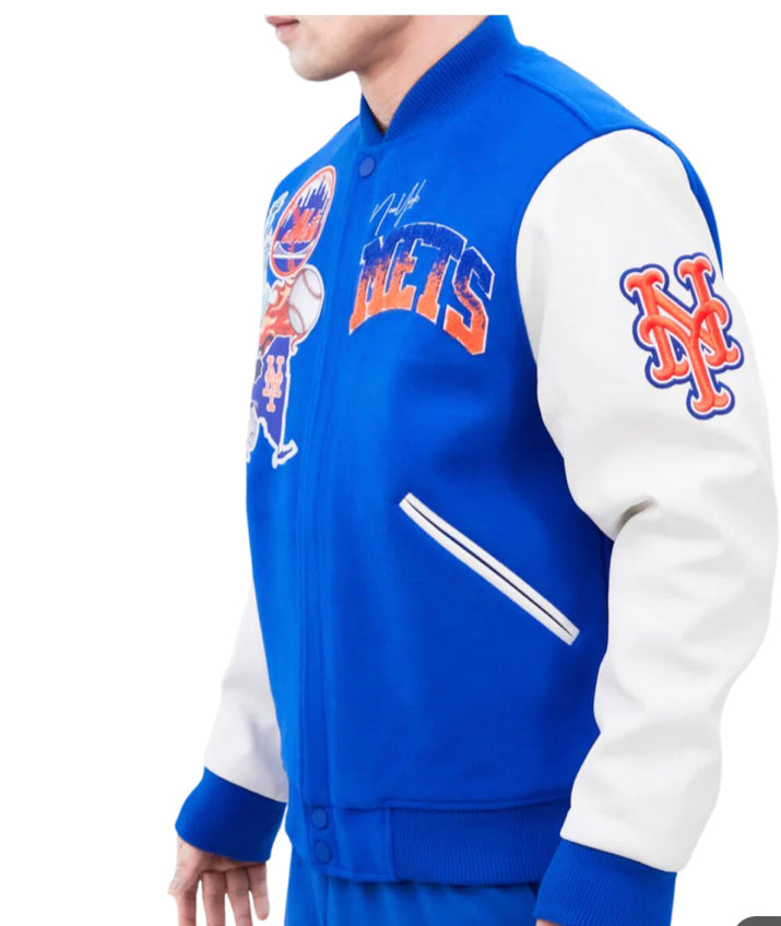 New York Mets Hometown Blue/White Pro Standard Varsity Jacket