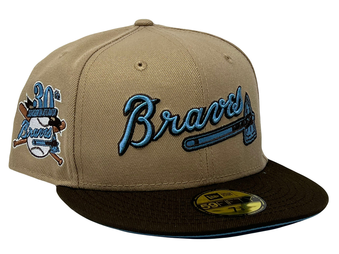 Atlanta Braves 30th Anniversary Camel Brown Visor Icy Brim New Era Fitted Hat