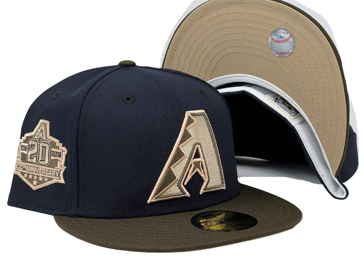 Arizona Diamondbacks 20th Anniversary Navy Brown Visor Camel Brim 59fifty New Era Fitted Hat