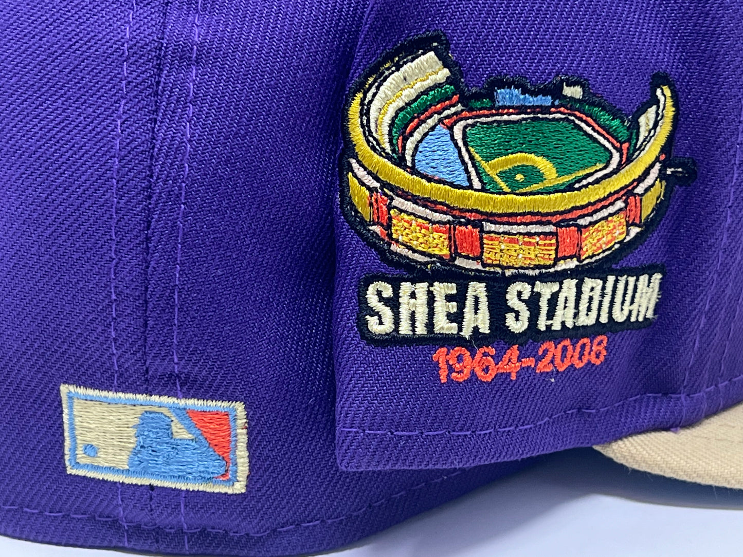 NEW YORK METS SHEA STADIUM DEEP PURPLE VEGAS GOLD VISOR ICY BRIM NEW ERA FITTED HAT