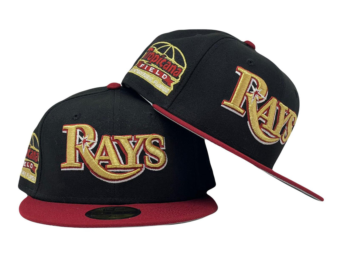 Tampa Bay Devil Rays Tropicana Field Black Burgundy Gray Brim New Era Fitted Hat