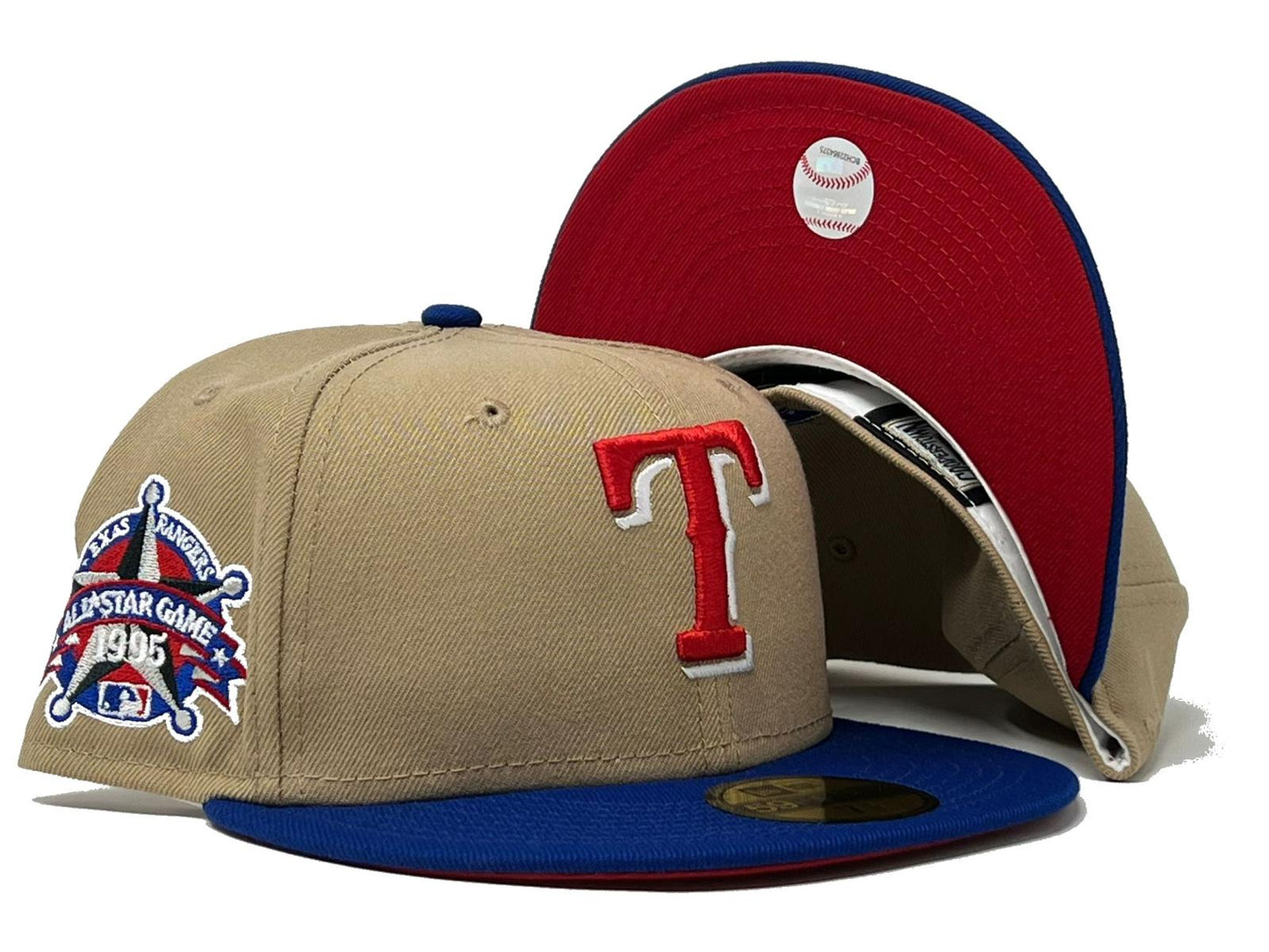 Texas Rangers 1995 All Star Game Camal Royal Red Brim New Era Fitted Hat