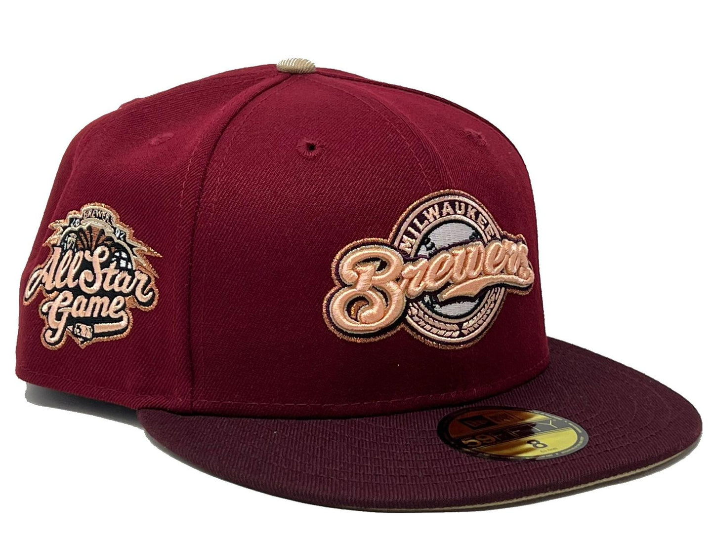 Milawaukee Brewers 2002 All Star "Shade Of Burgandy" Camel Brim New Era Fitted Hat