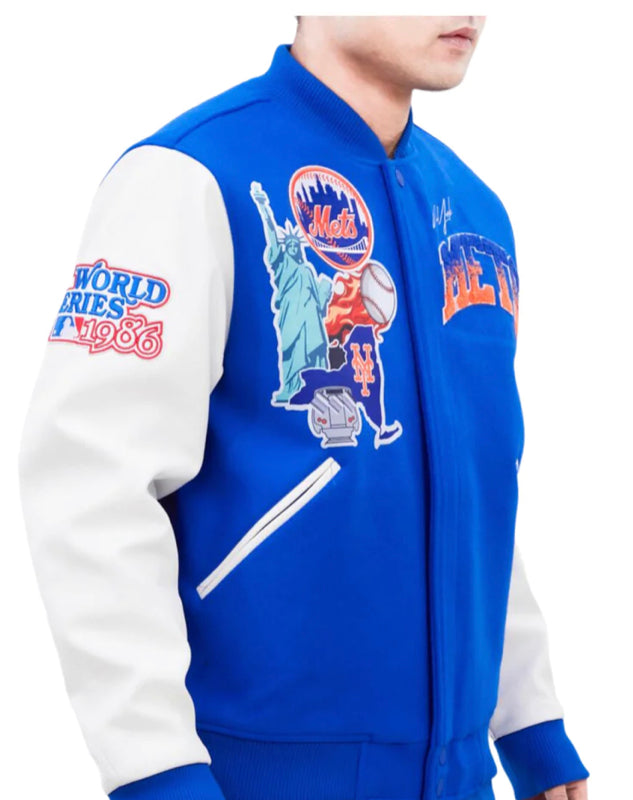 New York Mets Hometown Blue/White Pro Standard Varsity Jacket