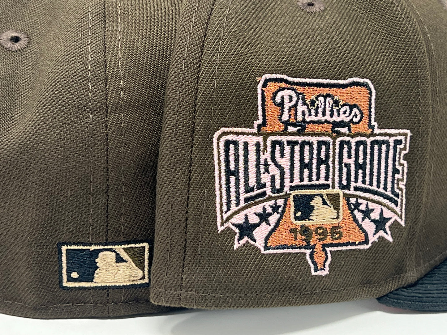 Philadelphia Phillies 1996 All Start Game Deep Brown Black Corduroy Visor Pink Brim New Era Fitted Hat
