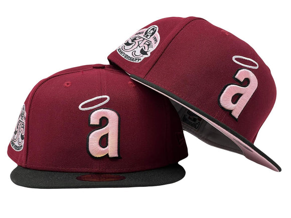 LOS ANGELES ANGELS 35TH ANNIVERSARY PINK BRIM NEW ERA FITTED HAT