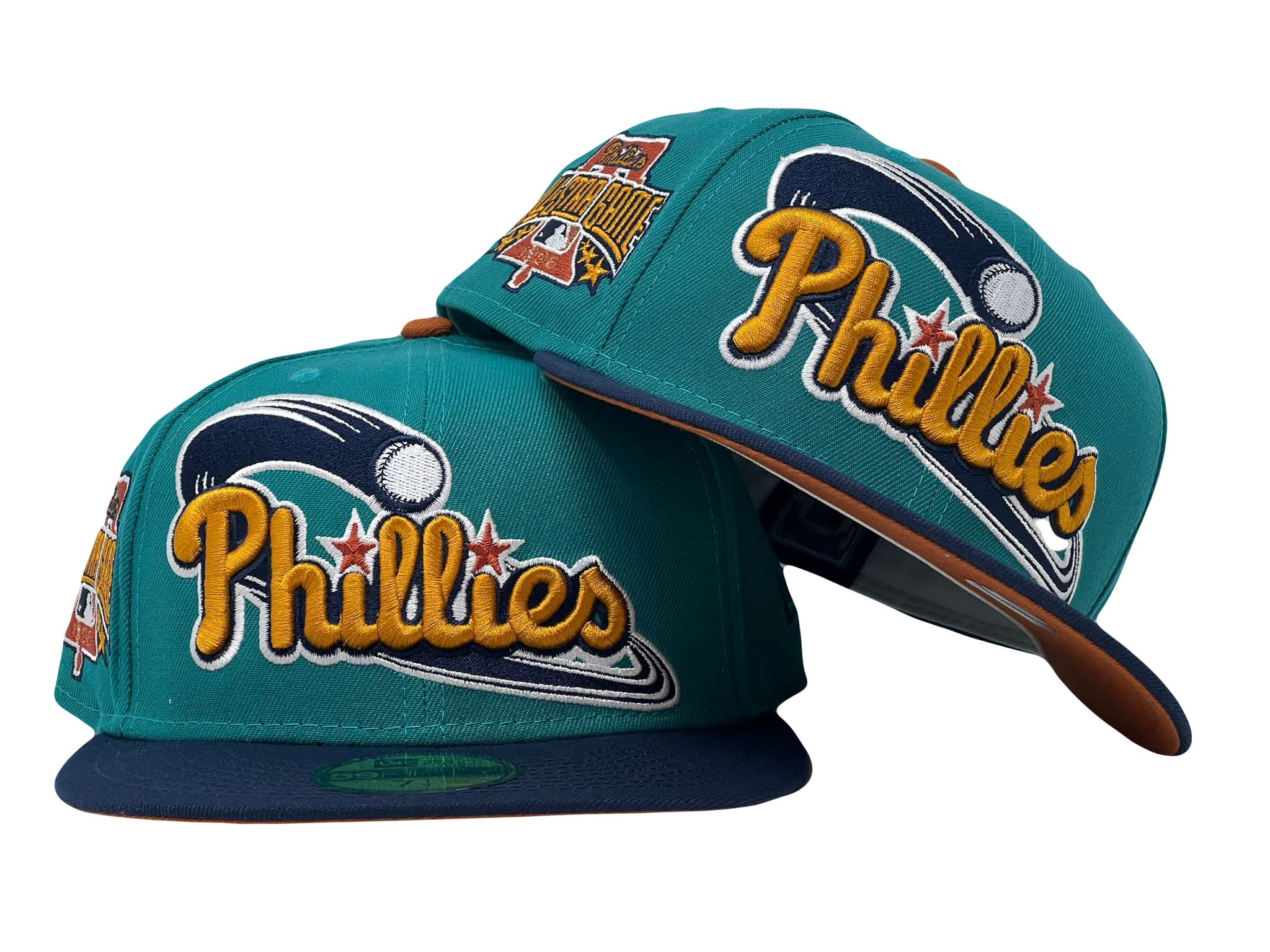 New Era Philadelphia Phillies 1996 All Star Game Patch Capsule Hats  Exclusive 59Fifty Fitted Hat Brown/Blue - US