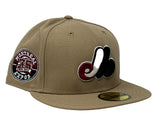 MONTREAL EXPOS 35TH ANNIVERSARY CAMEL BURGUNDY BRIM NEW ERA FITTED HAT