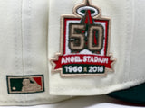 Anahiem Angeles 50th Anniversary Off White Dark Green Red Brim New Era Fitted Hat
