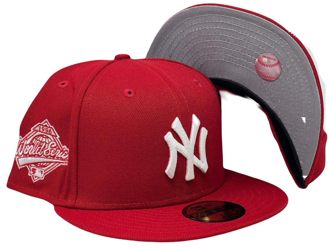 NEW YORK YANKEES 1996 WORLD SERIES RED GRAY BRIM NEW ERA FITTED HAT
