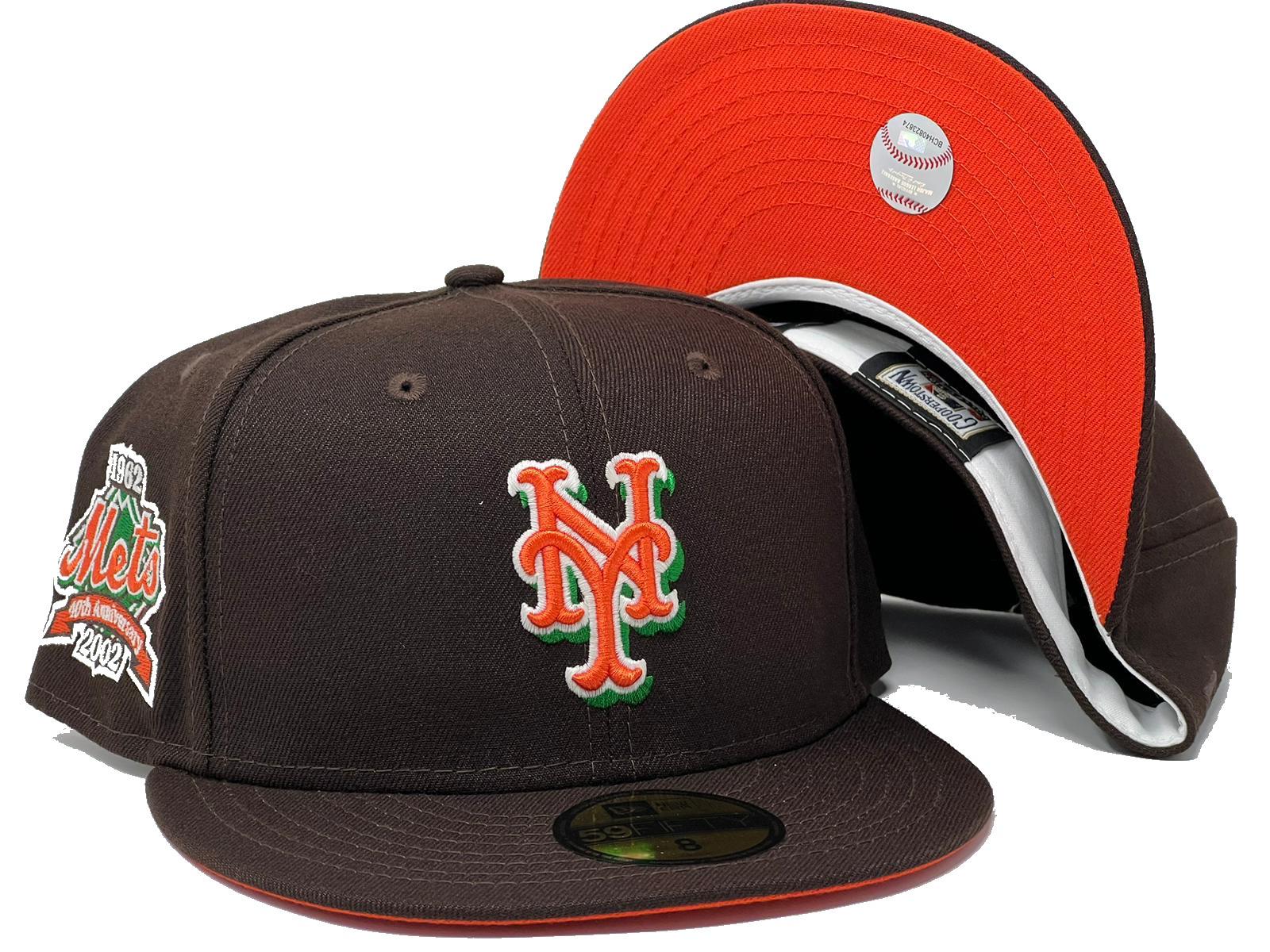 NEW YOEK METS 40TH ANNIVERSARY BROWN PINK BRIM NEW ERA FITTED HAT