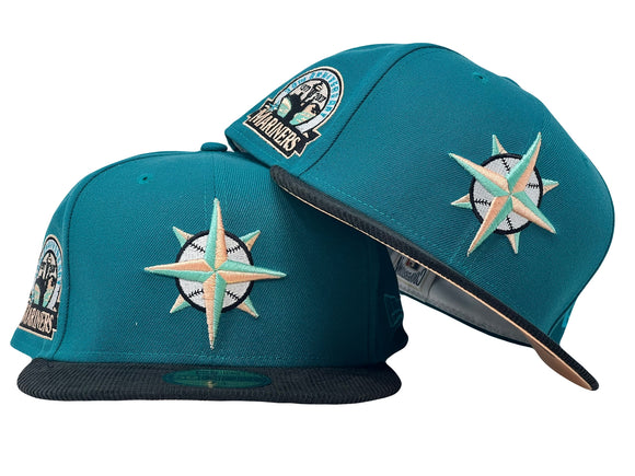 New Era 59Fifty Hat - MLB Seattle Mariners - Navy Blue / Teal Fitted Cap