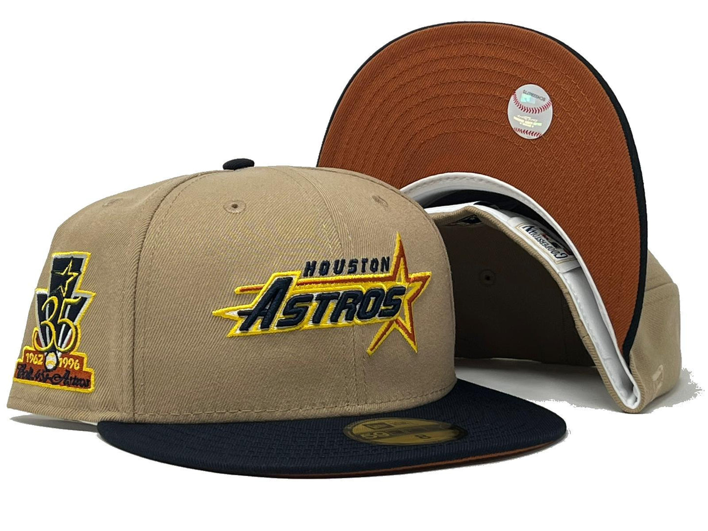 Houston Astros 35th Anniversary Camel Navy Blue Visor Rust Orange Brim New Era Fitted Hat