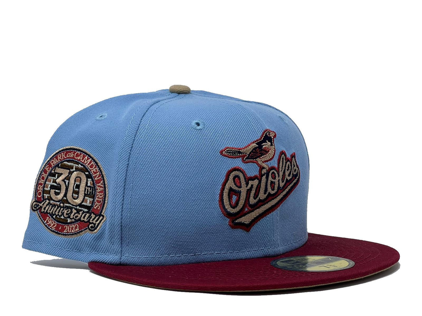 Baltimore  Orioles 30th Anniversary Sky Burgundy Toast Brim New Era Fitted Hat